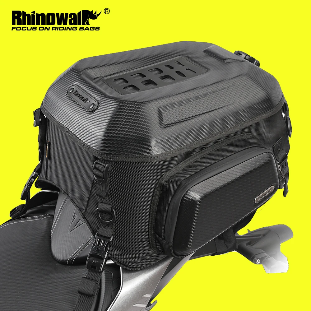 Rhinowalk Motorcycle Expandable Tail Bag 100%Waterproof Inner Packet 23L-35L Back Seat Bag Hardshell Backpack Luggage Rider Case