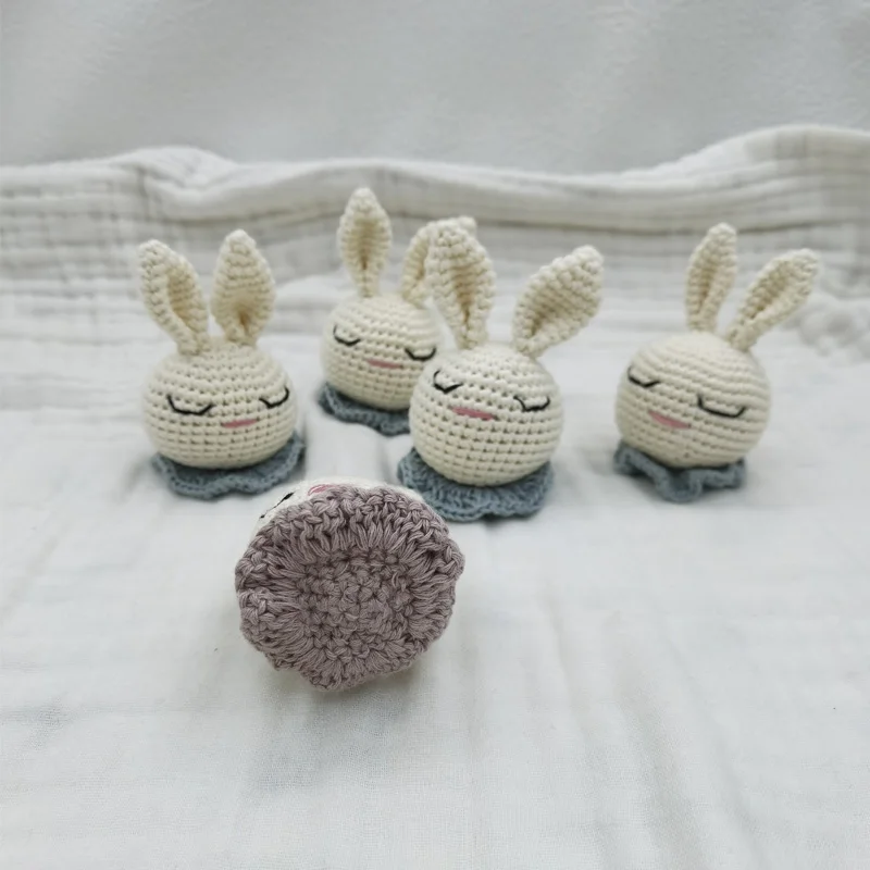 Amigurumi Rabbit Handmade Crochet Animal Knitting Beads DIY Baby Pacifier Chain Chewable Accessories Infant Teether