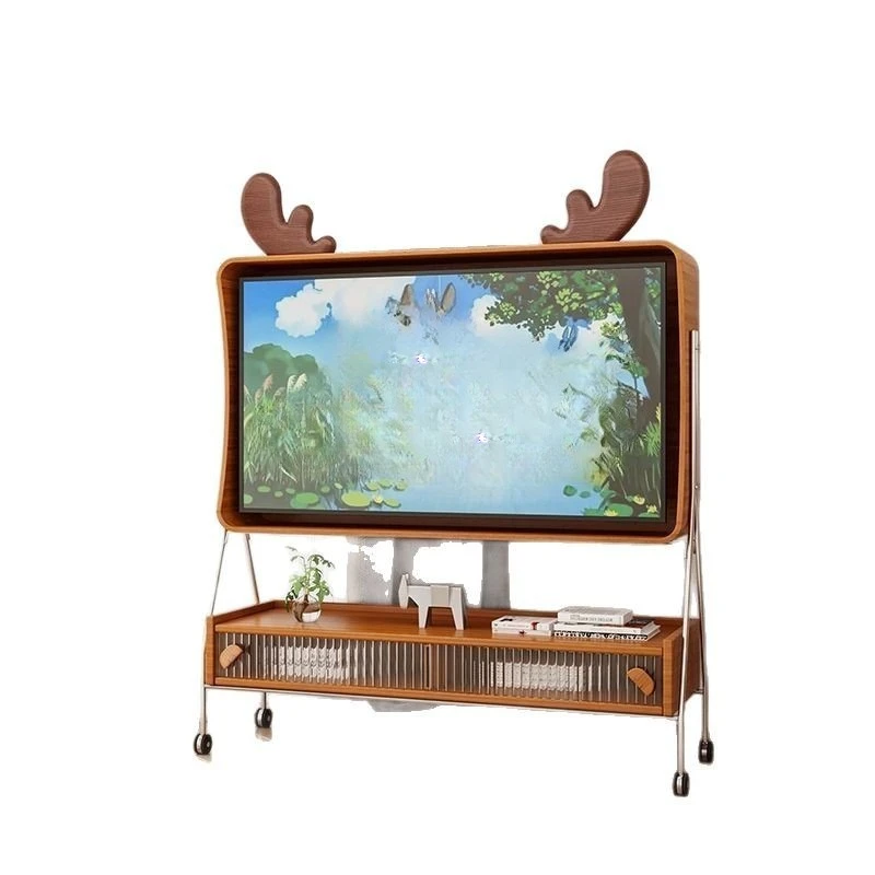 

Movable tall TV cabinet modern simple small apartment fashion TV stand living room bedroom medieval retro floor
