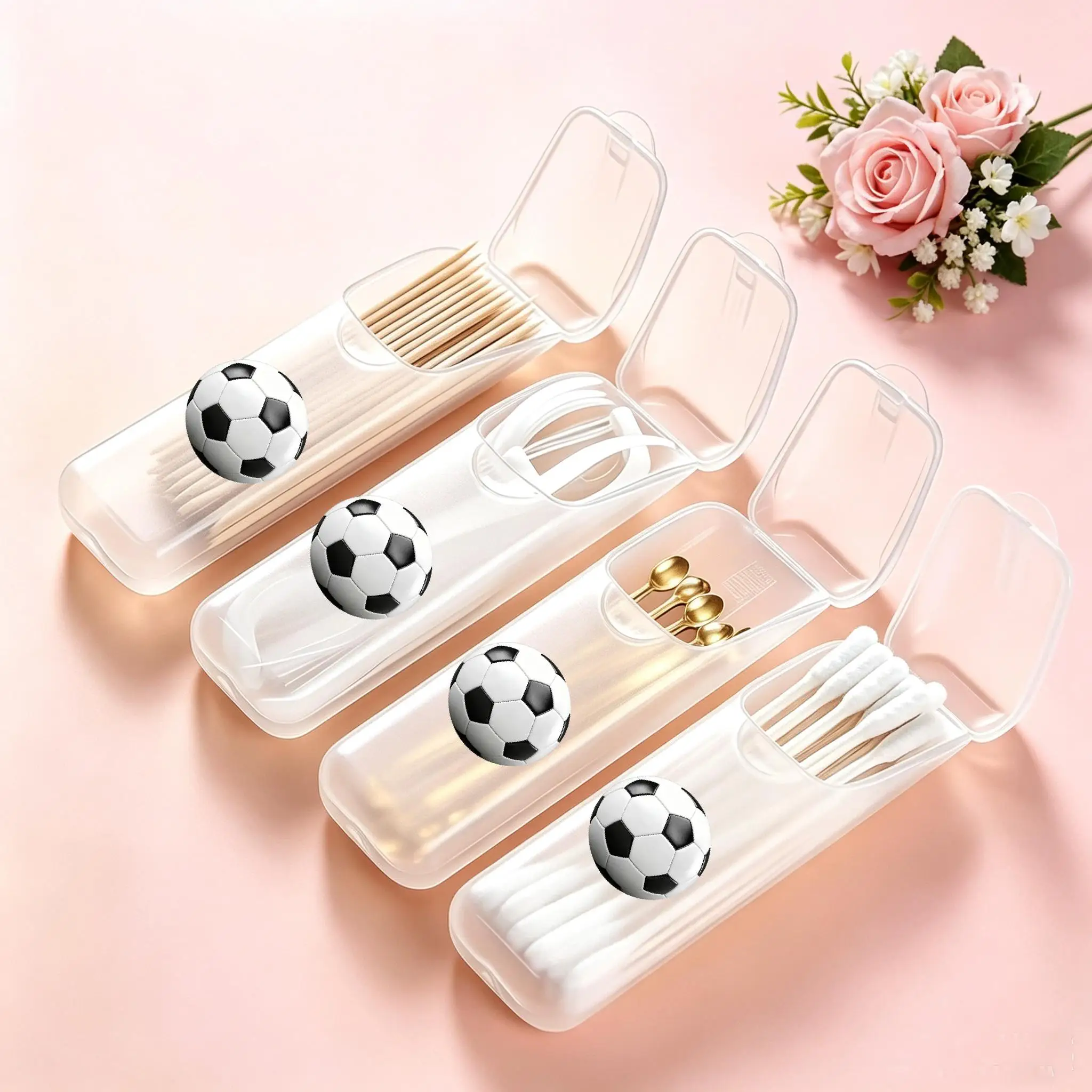 Football Mini Storage Box, Travel Pill & Capsule Case, Food-Grade PP Container for Toothpicks, Dental Floss, Small Parts & Tiny