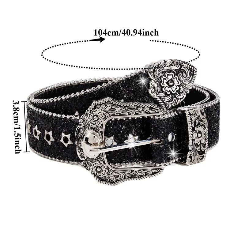 European American Retro-Style Elegant Waist Belt for Dresses Fashionable Instagram-Style Unique Women’s Pin-Buckle Waist Belt