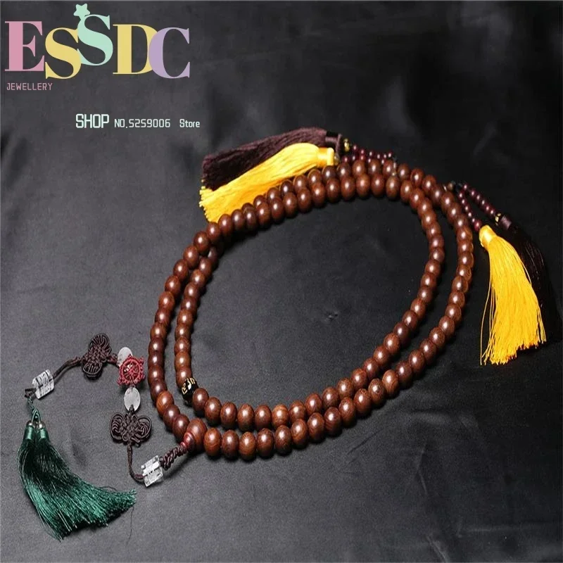 Fashion Design Gold Silk 108 Buddha Magic Beaded Bracelet African Natural Sandalwood Prayer Strand Necklace