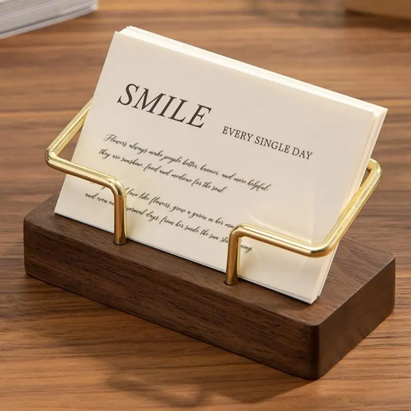 Wooden Business Card Holder Organizer Office Desk Display Stand Tabletop Home Storage Accessories
