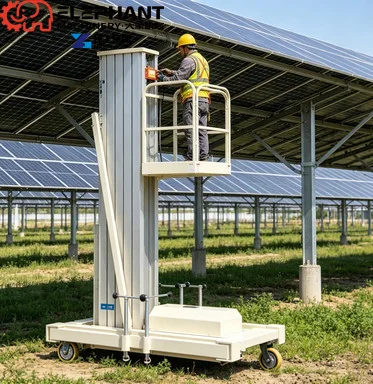 Compact Foldable Single Mast Aluminium Lift Tilting Aerial Platform For Hotel And Warehouse Maintenance