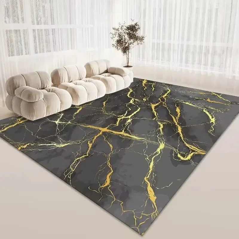 Luxury Gradient Carpet Collection Golden Veins Abstract Patterns Green Teal Brown Grey Tones Large Area Rugs Modern Lounge Decor