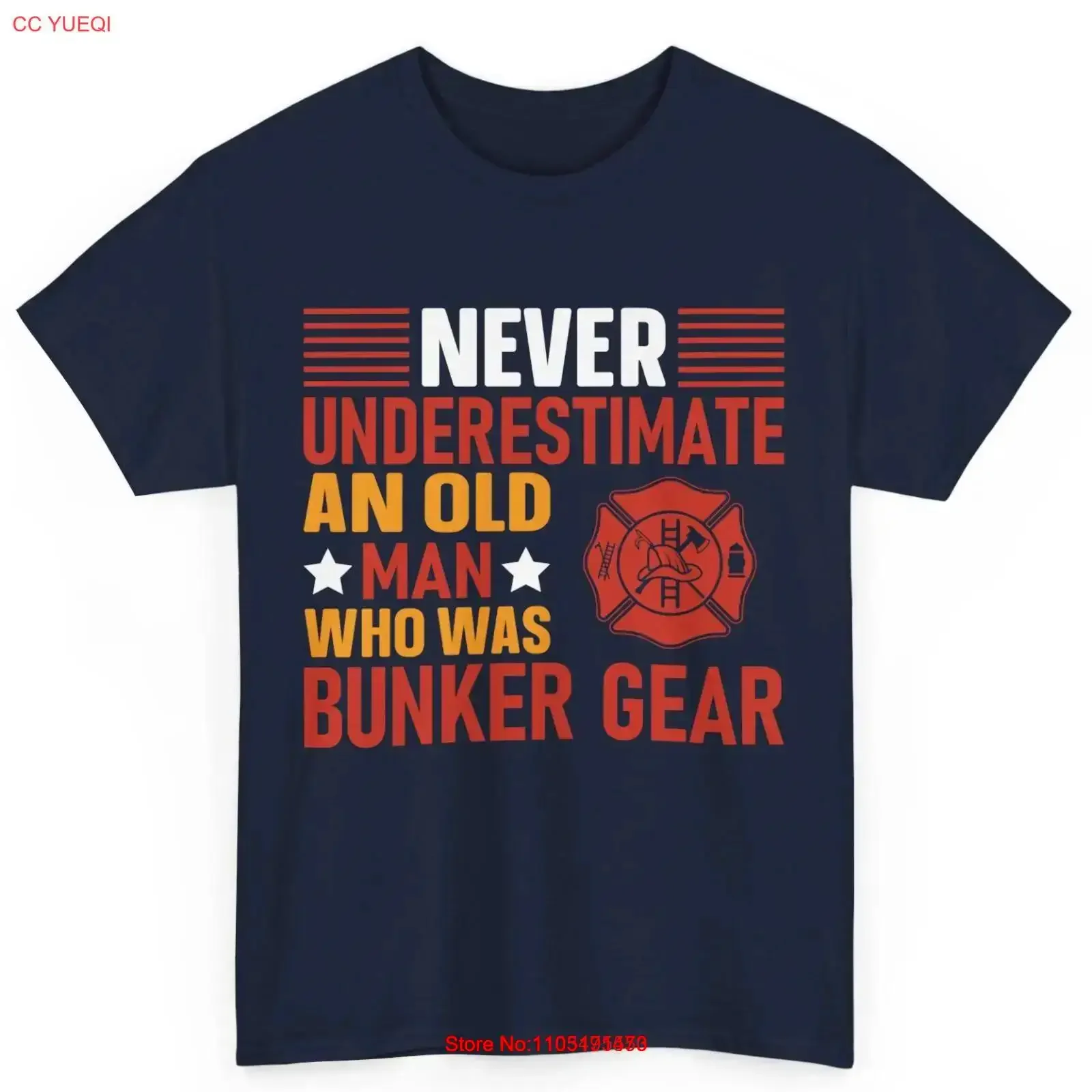Camiseta de bombero que nunca subestimar a un anciano que era Bunker Gear, camiseta vintage lavada para uso diario, ligeramente moda
