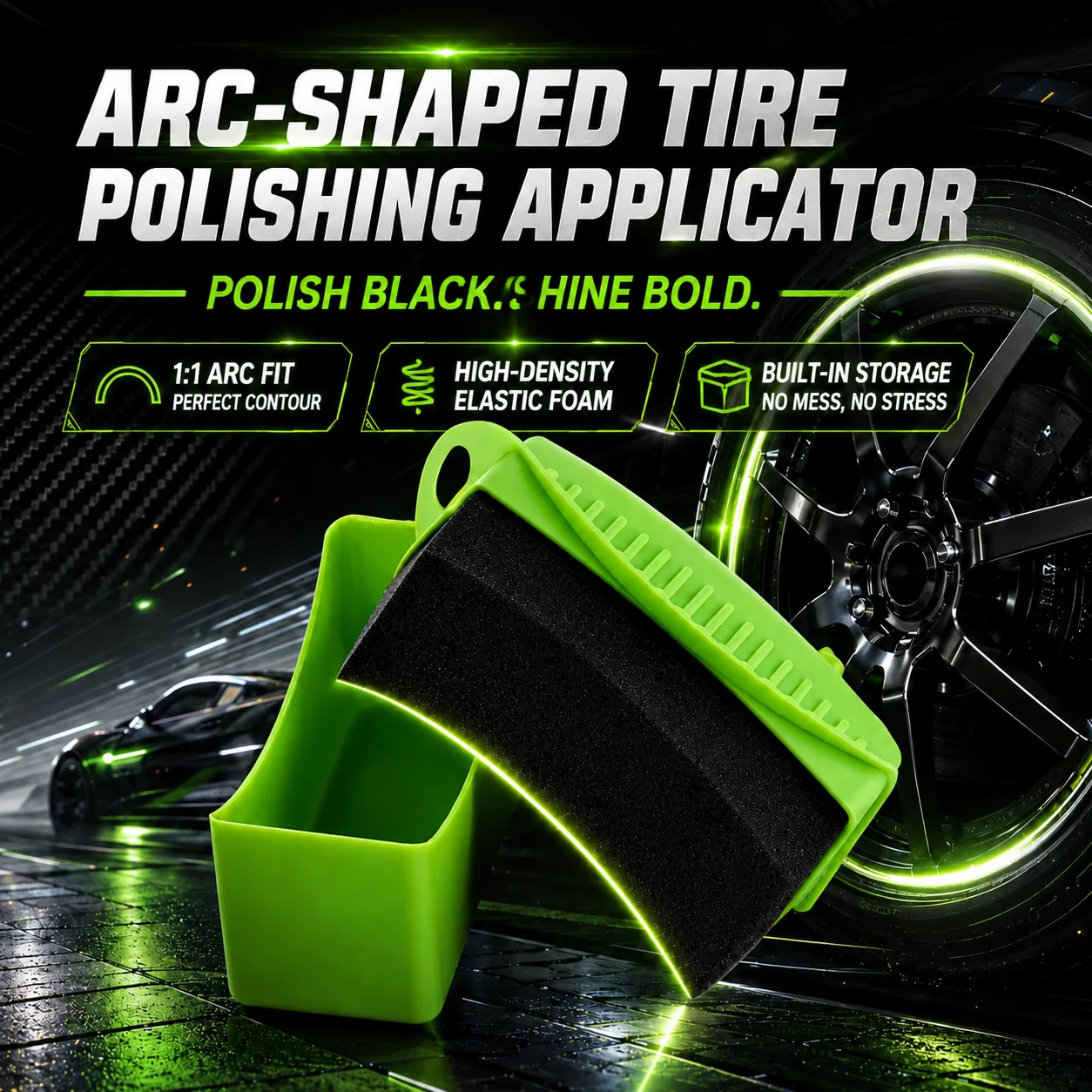 MORAY car tire rectangle, wax polishing, shining pad sponge, suitable for tire beauty and contour repair