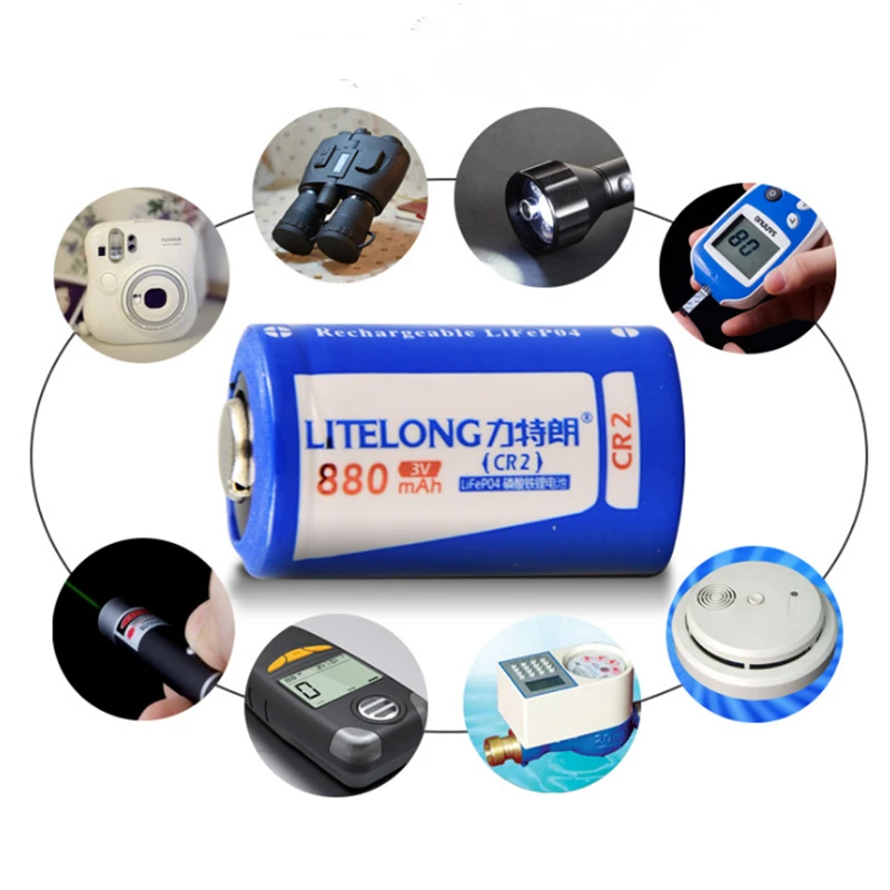 2pcs/lot High power 880mah Cr2 3V LiFePO4 rechargeable lithium battery rangefinder camera battery