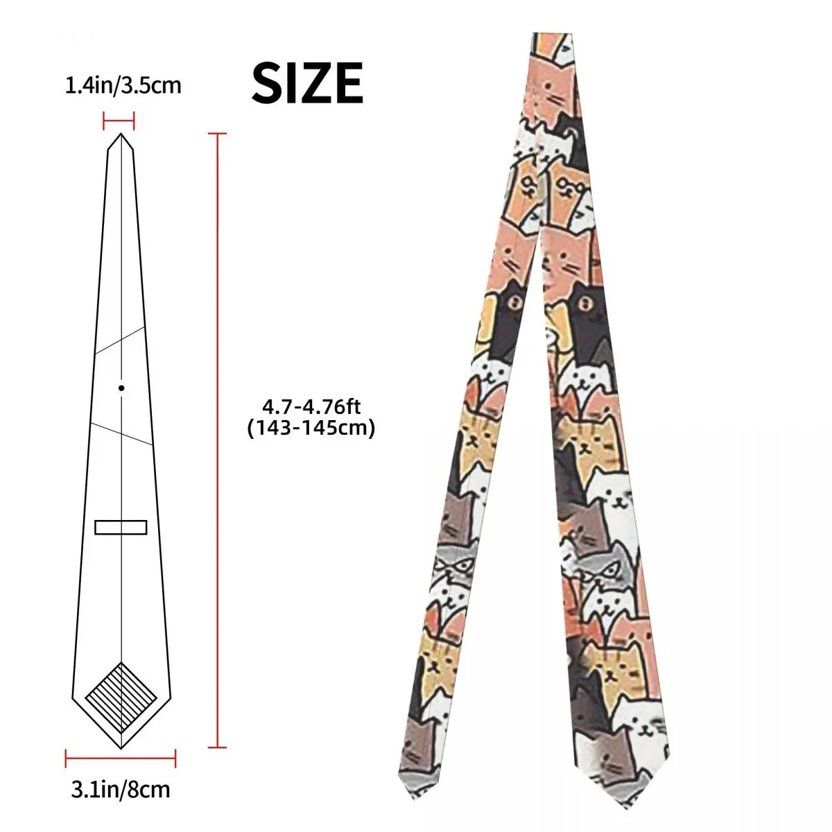 Gravata de gato padrão para homens seda poliéster 8 cm gravatas ternos de casamento gravata clássica gravatas