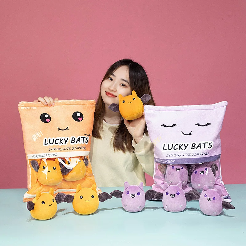 Creative Lucky Bats Plush Toys Smiling Face Soft Doll Pillow Stuffed kawaii Dark Elf Cute Bat Plush Toys for Children Kids