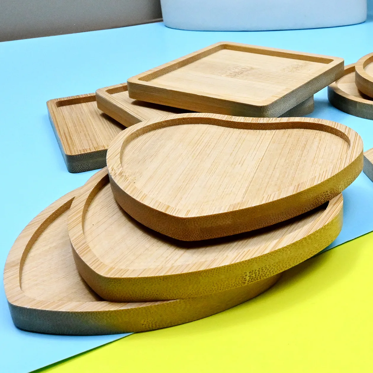 circular heart-shaped mosaic diy bamboo placemats square retro handcrafted wood coasters tray for home decor
