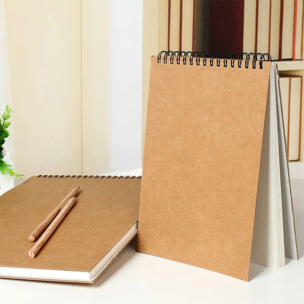 1pc A5/A4 Sketch Book 100 Sheets, 100gsm, Hard Bottom Cover Spiral Bound Hardback Sketch Pad