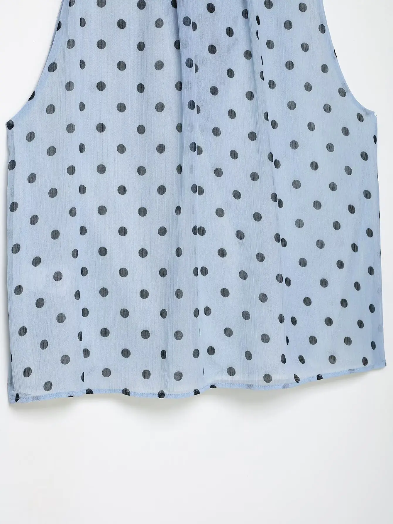 HH Elegante Minimalistische Gepunktete Neckholder-Bluse mit Bindeband, V-Ausschnitt, Ärmellos, Sommer-Oberteil für Business, Freizeit, Büro und Urlaub – Detail 4