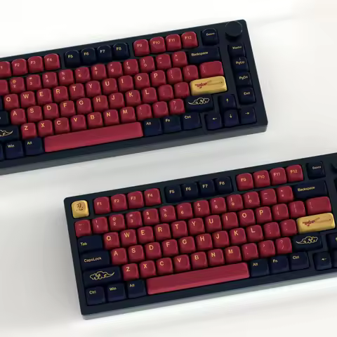 KBDiy 131 Keys Caps PBT Keycap Red Samurai Keycaps Mechanical Keyboard Custom KOA Profile 7U ISO for 60/61/68/84/87/100/104/108