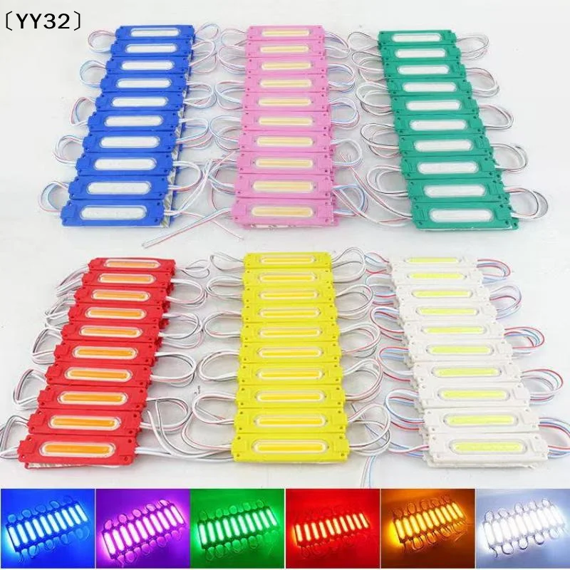 

10 шт./лот, 12В/24В, разноцветные светодиодные модули COB, подсветка для вывесок, водонепроницаемые IP65, декорации, теплый белый свет [YY32]