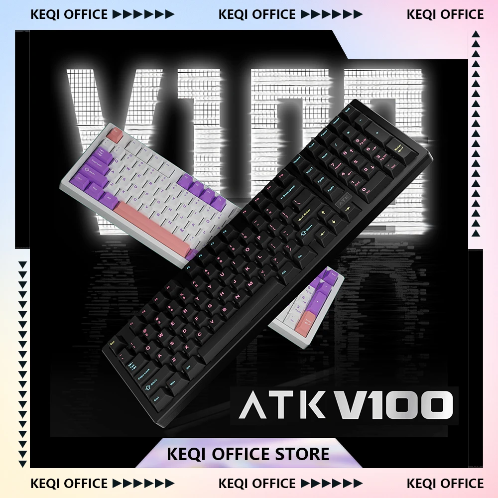 ATK V100 Mechanical Keyboard Tri-mode Gasket Structure Semi-Aluminum Alloy Hot Swap Customized Gaming Keyboard Pc Accessories