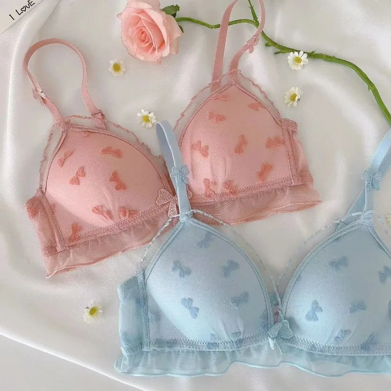 

Новые милые комплекты нижнего белья с французскими треугольными чашками, женские сексуальные кружевные комплекты с маленькой грудью, тонкий элегантный регулируемый бюстгальтер, лето 2025