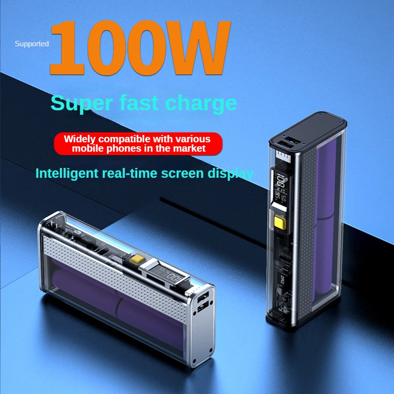 Transparent case Portable Charger Power Bank 20000mAh Type C Fast Charge PD22.5W External Battery for iPhone HUAWEI Xiaomi