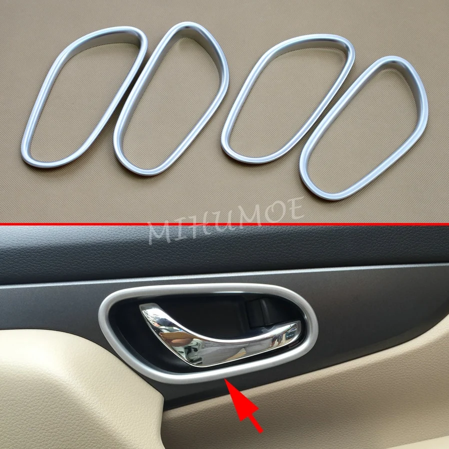 Matte Chrome Inner Door Handle Cover Trim Frame Sticker For Nissan Qashqai J11 Rogue Sport 2014-2022 Interior Accessories