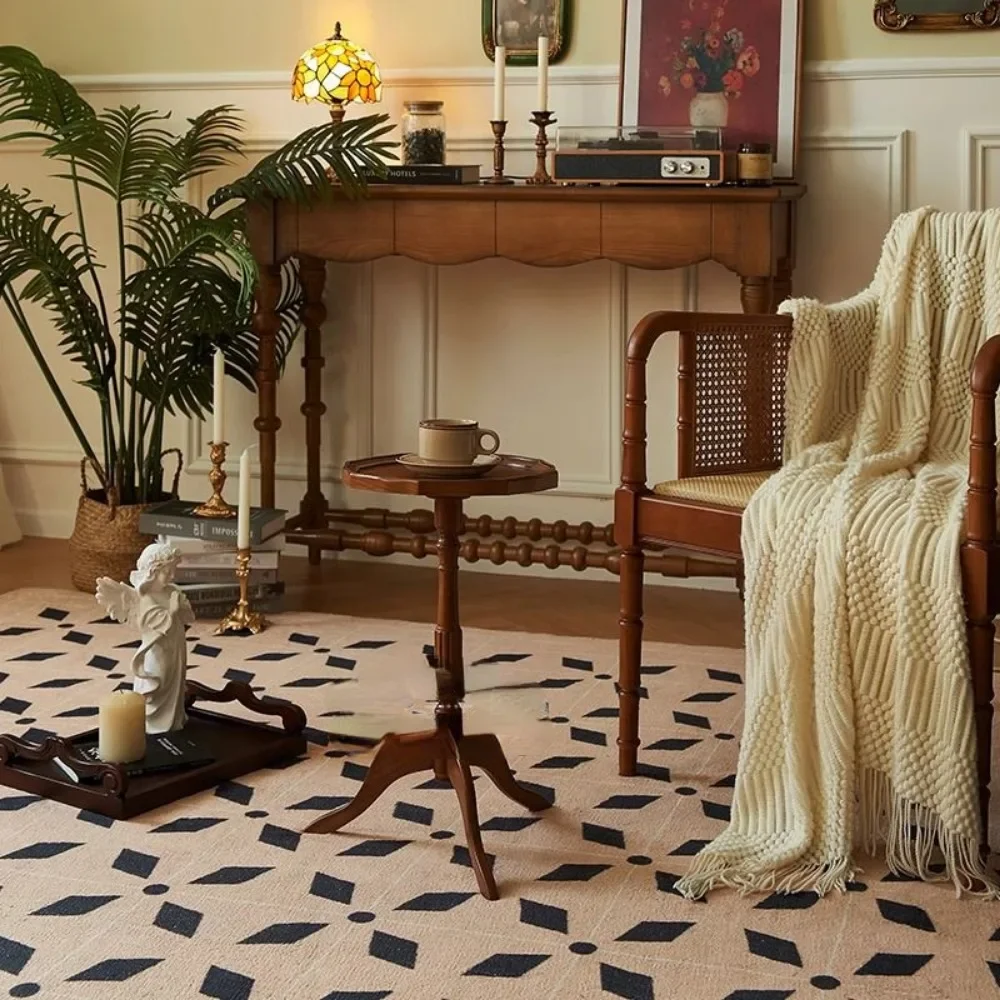 Escritorio lateral para sofá de diseño Retro francés, mesa de centro americana de madera maciza, adorno decorativo para el hogar, mesitas medievales para mesita de noche