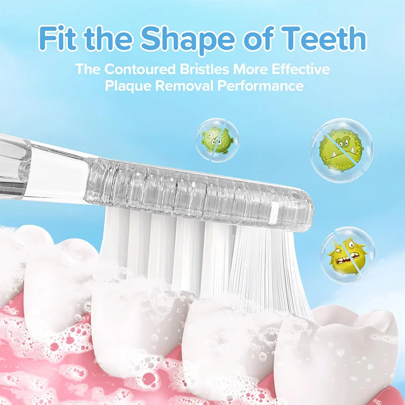 5er-Pack Kinderzahnbürsten-Ersatzköpfe, kompatibel mit SEAGO- 513/977/EK6, weiche Borsten, sanfte, saubere Zähne für Kinder von 3–12 Jahren