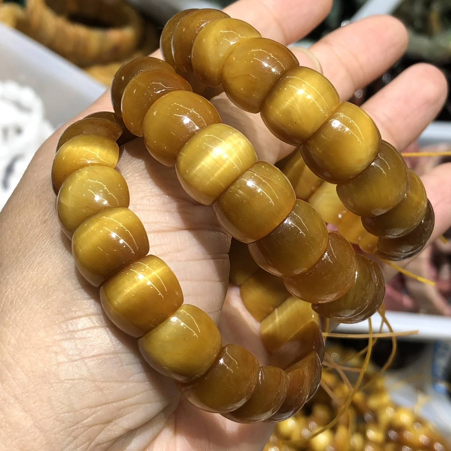 

1 шт. Fengbaowu натуральное золото тигровый глаз браслет 11x14 мм бусины Рейки целебный камень ювелирные изделия подарок для женщин и мужчин