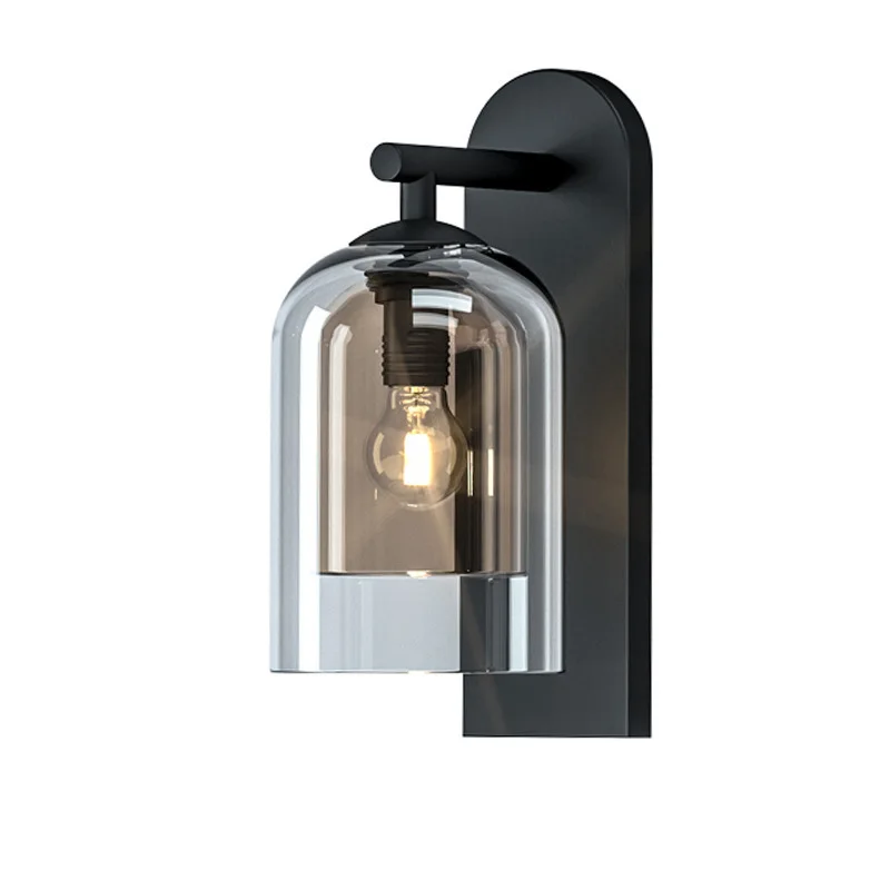 

Nordic simple designer villa living room TV back light hotel aisle stairs balcony bedside glass wall lamp