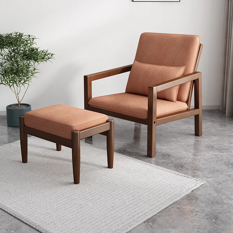 Solid wood sofa lounge chair with footrests, home balcony negotiation chair, reception room table and chair, outdoor lounge