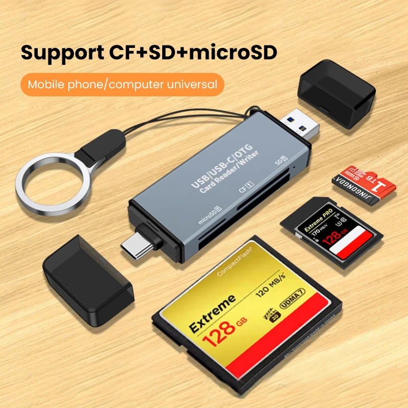 Elough-lector de tarjetas USB 3,0 5 en 1, tarjeta de memoria SD/CF/TF, Micro SD SLR, cámara tipo C, de doble uso OTG, USB para coche