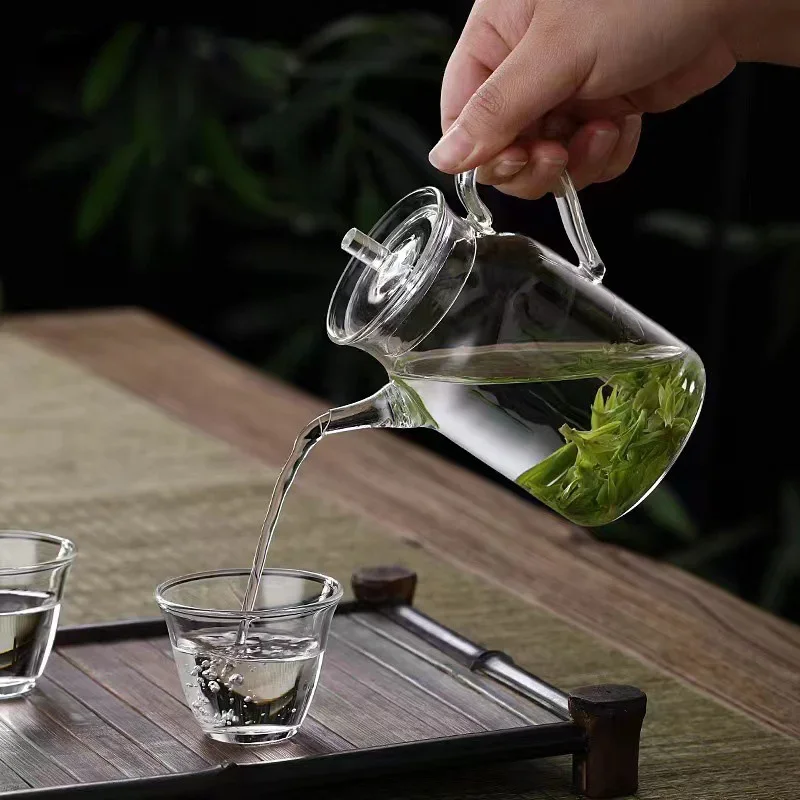 China Retro Imitation Song Glass Teapot With Handle Kung Fu Tea Set Puer Kettle Bubble Tea Pot Household Teaware