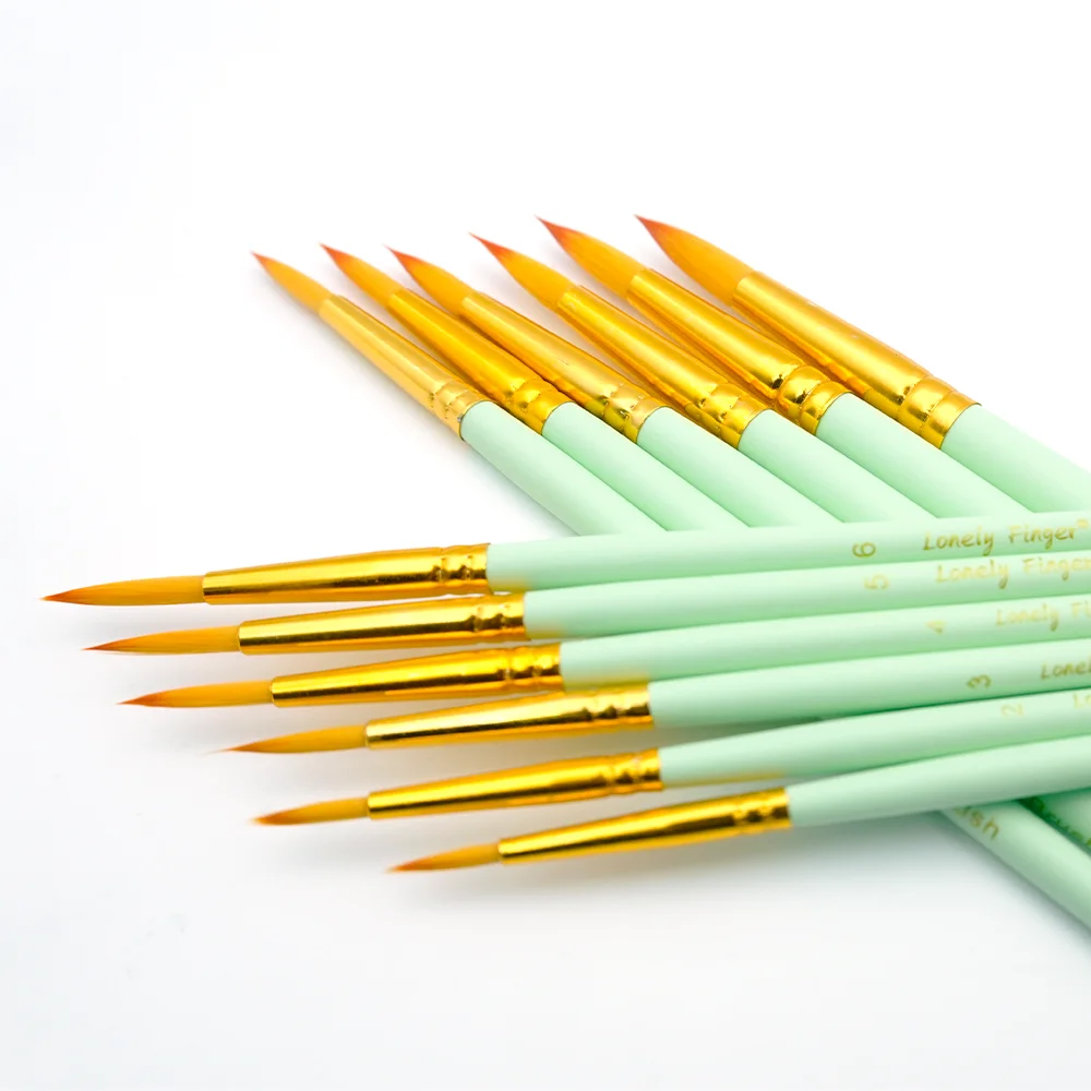 12Pcs Artist Watercolor Paint Brushes Round Pointed Tip Paint Brushes Different Sizes Paint Brush Set for Water Color Acrylics I
