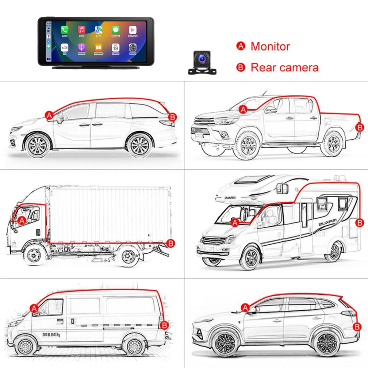 MP5 Car Touch Screen Navigation 6.86 Inch Portable Wireless Carplay Android Auto Car the Smart Host with AHD Camera