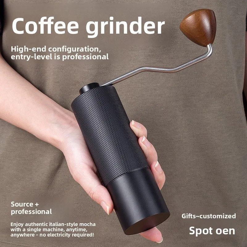 Nordic Minimalist Portable Hand Coffee Grinder with Steel Burr – Outdoor Manual Coffee Mill for Camping/Hiking/Home Brewing