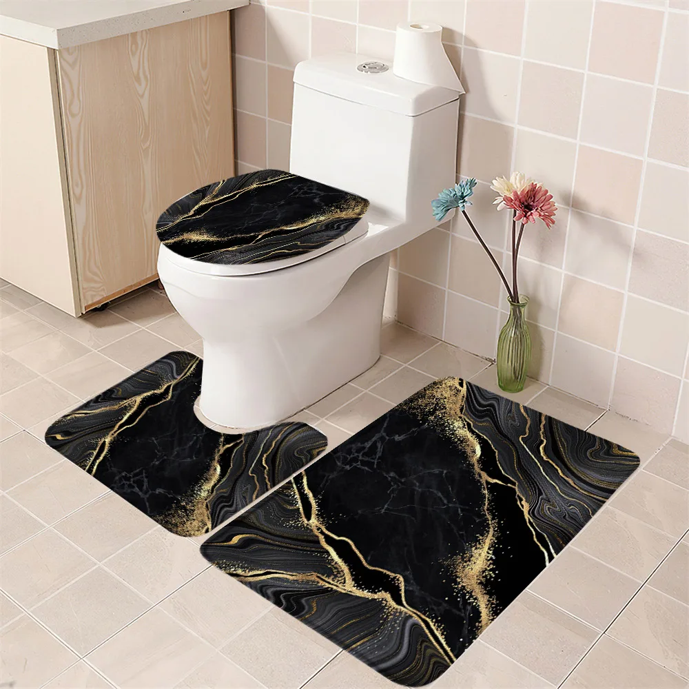 Geometric Bath Mats Black White Marble Pattern Kitchen Mat Creative Design Home Door Pad Bedroom Foot Rug Bathroom Carpet Decor