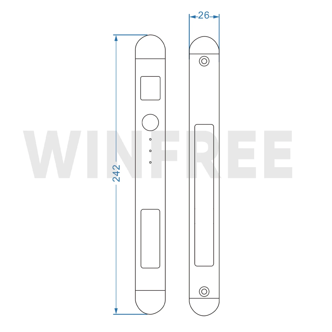 WINFREE Sliding Door Handle Dummy Lock Wooden Stainless Steel Aluminum Door Handle