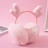 Penutup Telinga Bulu Musim Dingin Tanduk Natal Headphone Warna Solid Gaya Telinga Rusa Penghangat Telinga Hangat untuk Wanita Anak Perempuan