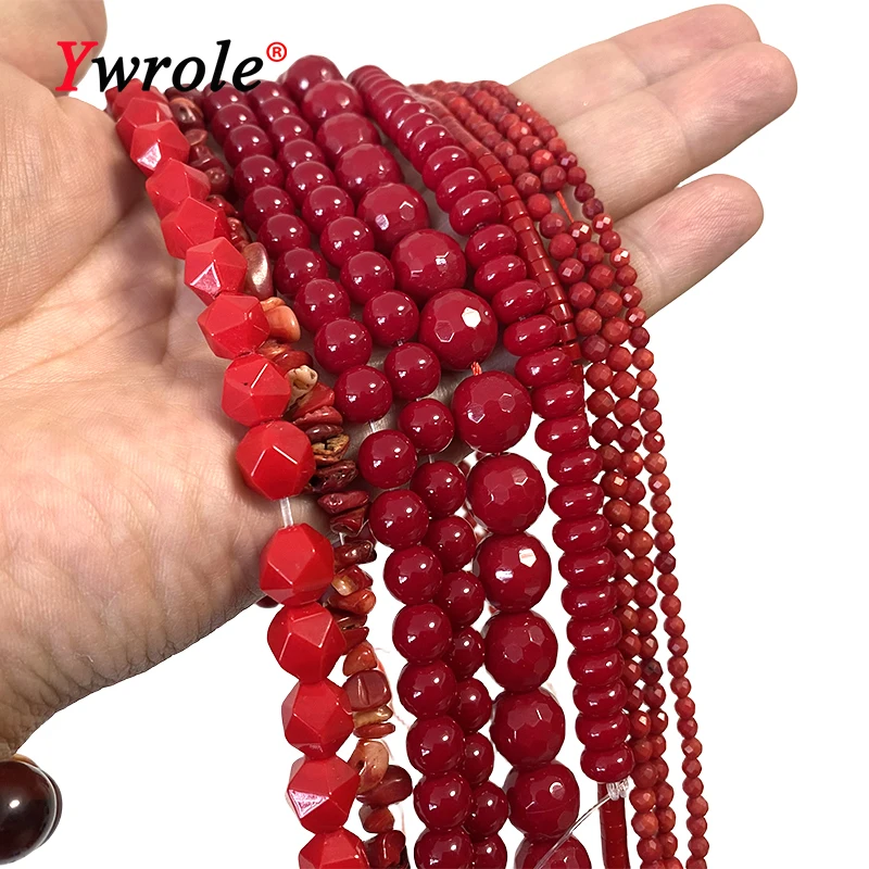 المرجان الأحمر الحجر الطبيعي المعداد اسطوانة مستديرة الأوجه فضفاض الفضاء الخرز لصنع المجوهرات أساور يدوية أقراط الملحقات #1