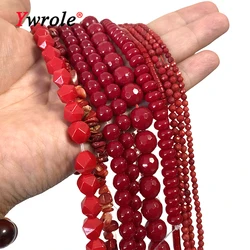 Red Coral Natural Stone Abacus Round Faceted Cylinder Loose Space Beads for Jewelry Making Diy Bracelets Earrings Accessories