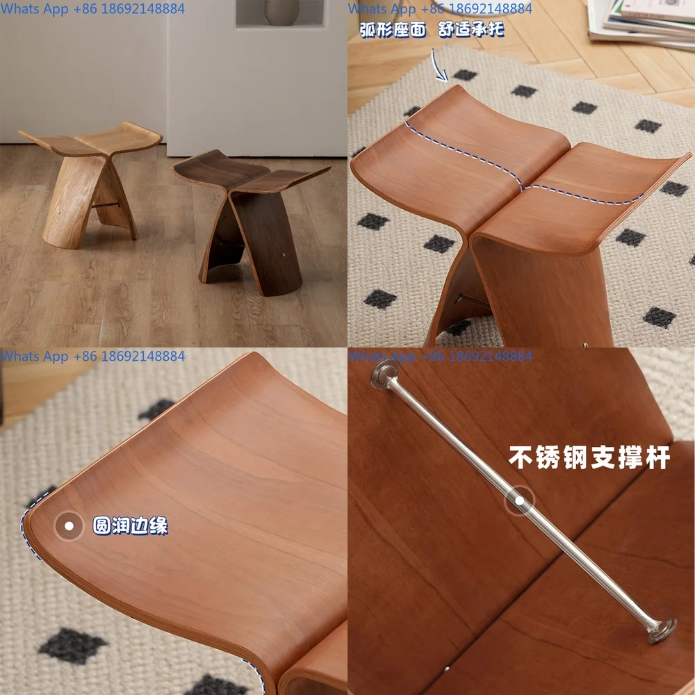 

Butterfly Stool Creative Home Simple Bentwood Low Bench Walnut Natural Wood Nordic Wooden Chair Shoe Changing Stool