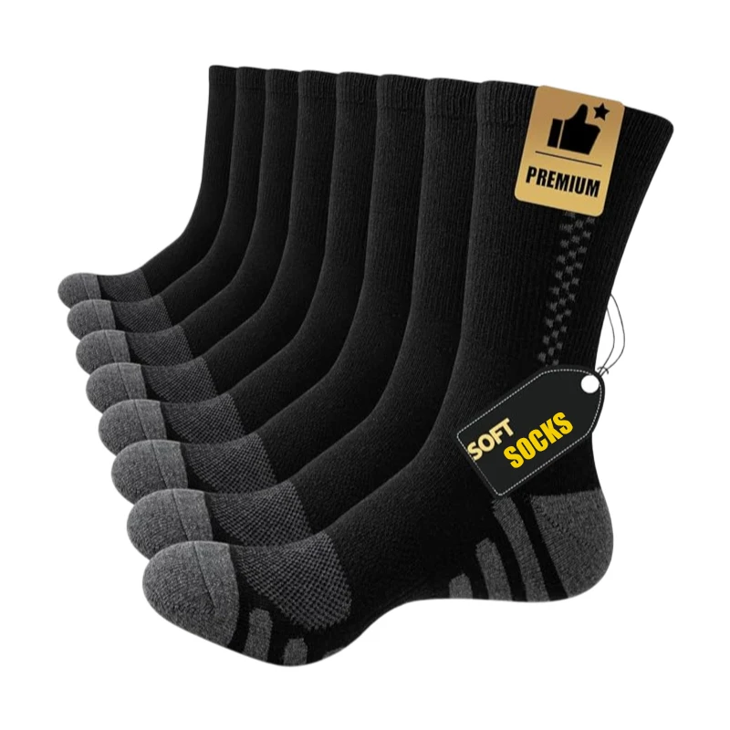 6 Paar Herren-Sportsocken, mittellange Business-Socken, schweißabsorbierend, atmungsaktiv, lässig, modisch, für Outdoor-Radfahren, Sportsocken