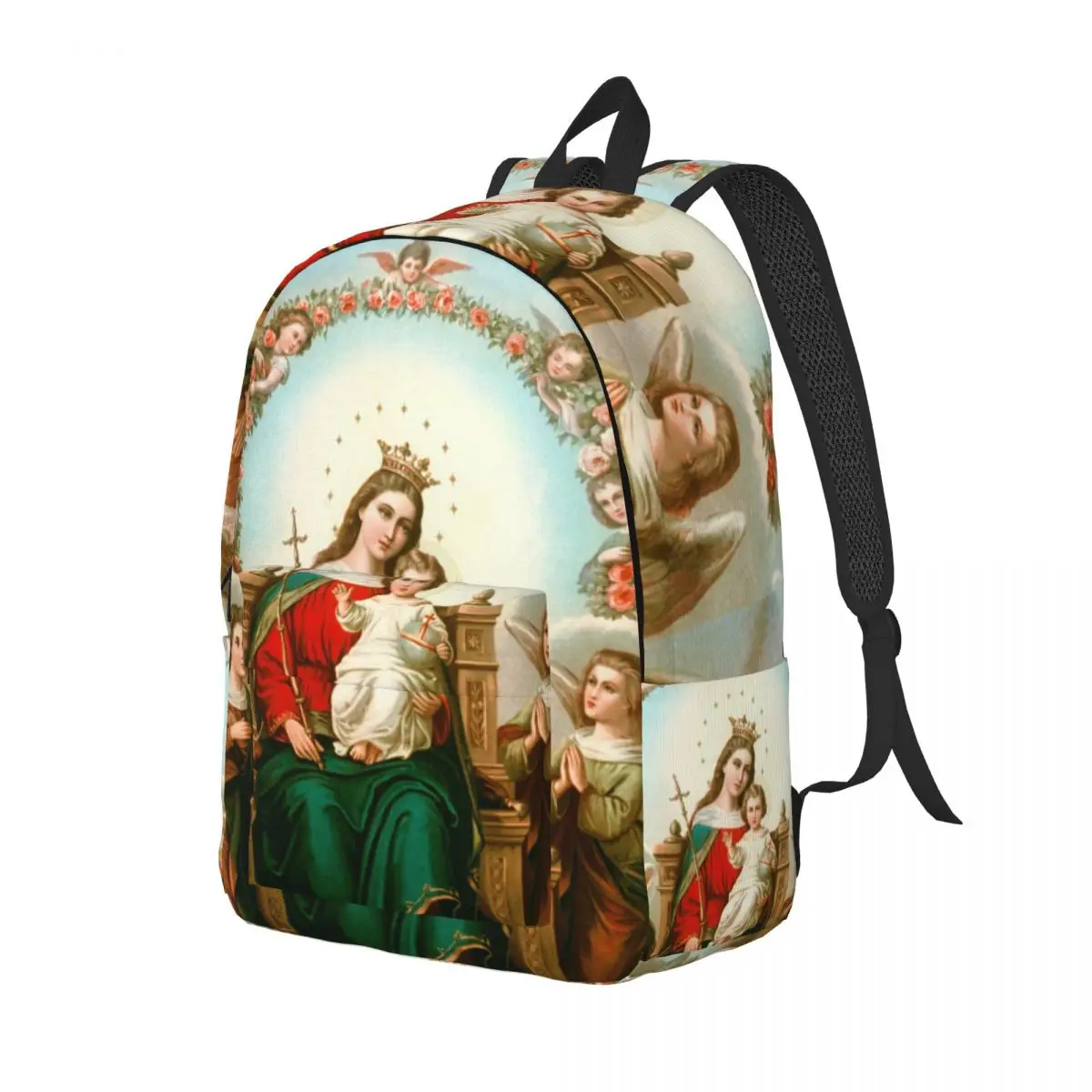 مخصص 3D الطباعة مريم العذراء قماش حقائب الظهر الكاثوليكية المسيحية كلية حقائب السفر المدرسية حقيبة الكتب يناسب كمبيوتر محمول 15 بوصة #2