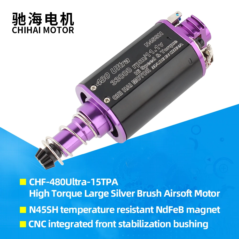 

Chihai Motor CHF-480Ultra-15TPA 33K High Torque Large Silver Brush N45SH NdFeB Magnet Airsoft Motor For Hunting Accessories