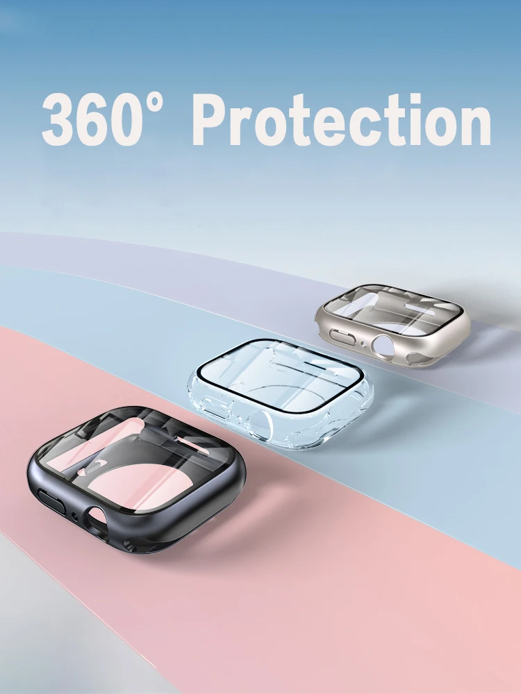 Cover per Apple Watch Custodia 45mm 41mm 44mm 40mm 42mm 38mm accessori Protezione schermo Vetro temperato iWatch serie 8 7 6 SE 5 9