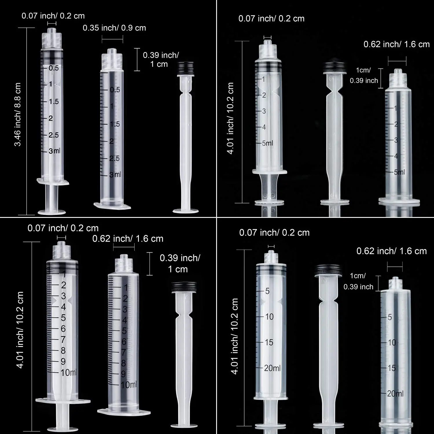 100ml Plastic Luer Lock Syringe Industrial Syringes with 4 Inch Glue Dispensing Tip and Caps for Oil, Glue, Liquid, Pet Feeding