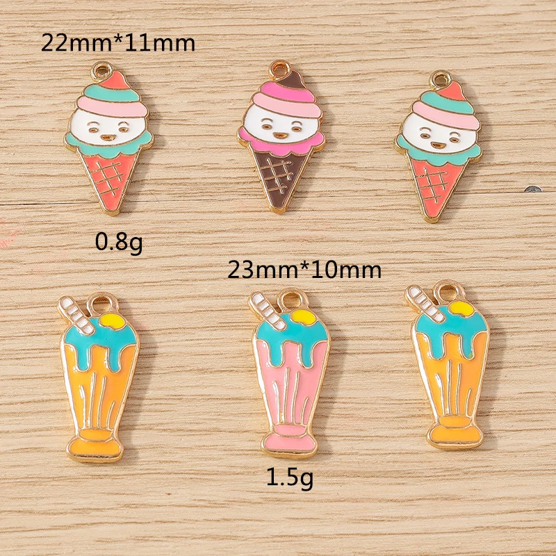 Tusember 10 Stück Niedliche Lebensmittel-Anhänger aus Emaille, Sommer-Eiscreme-Anhänger für Schmuckherstellung, Ohrringe, Halsketten, DIY-Zubehör – Detail 11