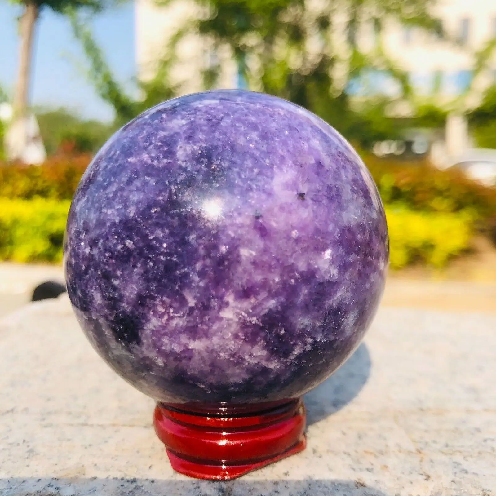 

Natural Lepidolite Purple Mica Globe Reiki Crystal Sphere Ball Healing