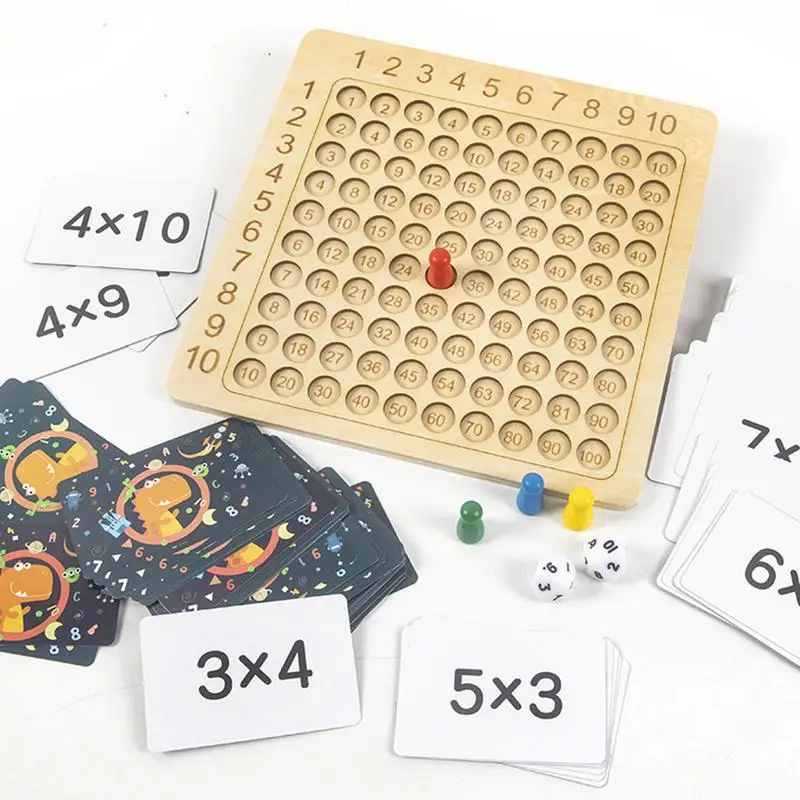 Wooden Montessori Multiplication Board Game Math Table Puzzle Game For Kids Math Manipulatives Learning Toys Gifts With Flash