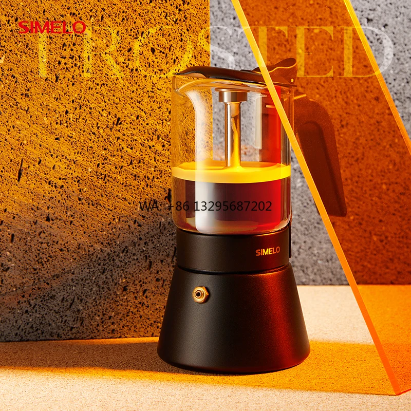 

SIMELO 240 мл мокко-горшок для эспрессо, кофеварка из нержавеющей стали 304, стеклянный двойной клапан, горшок для мокко