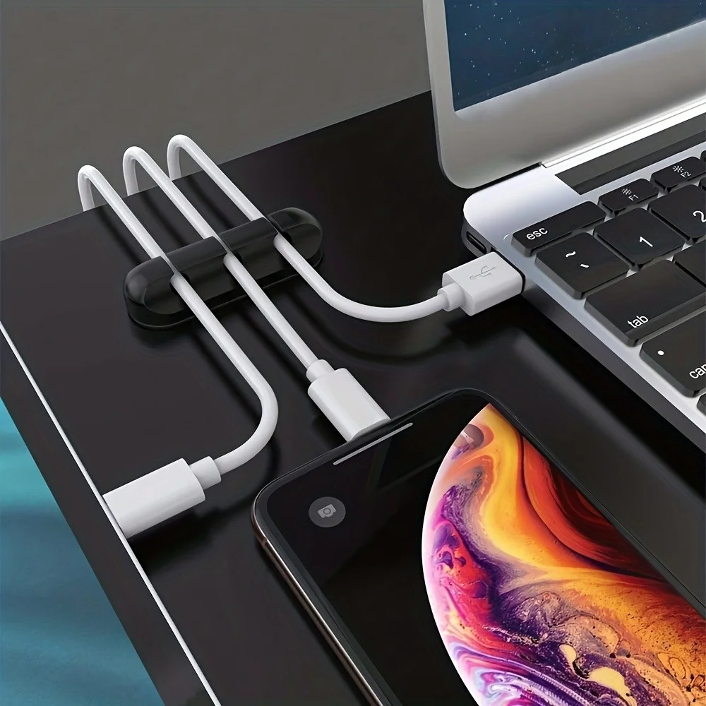 Cable Cord Wire Organizer Silicone USB Cable Winder Management Clips Self Adhesive for Mouse Keyboard Headset Car For iPhone