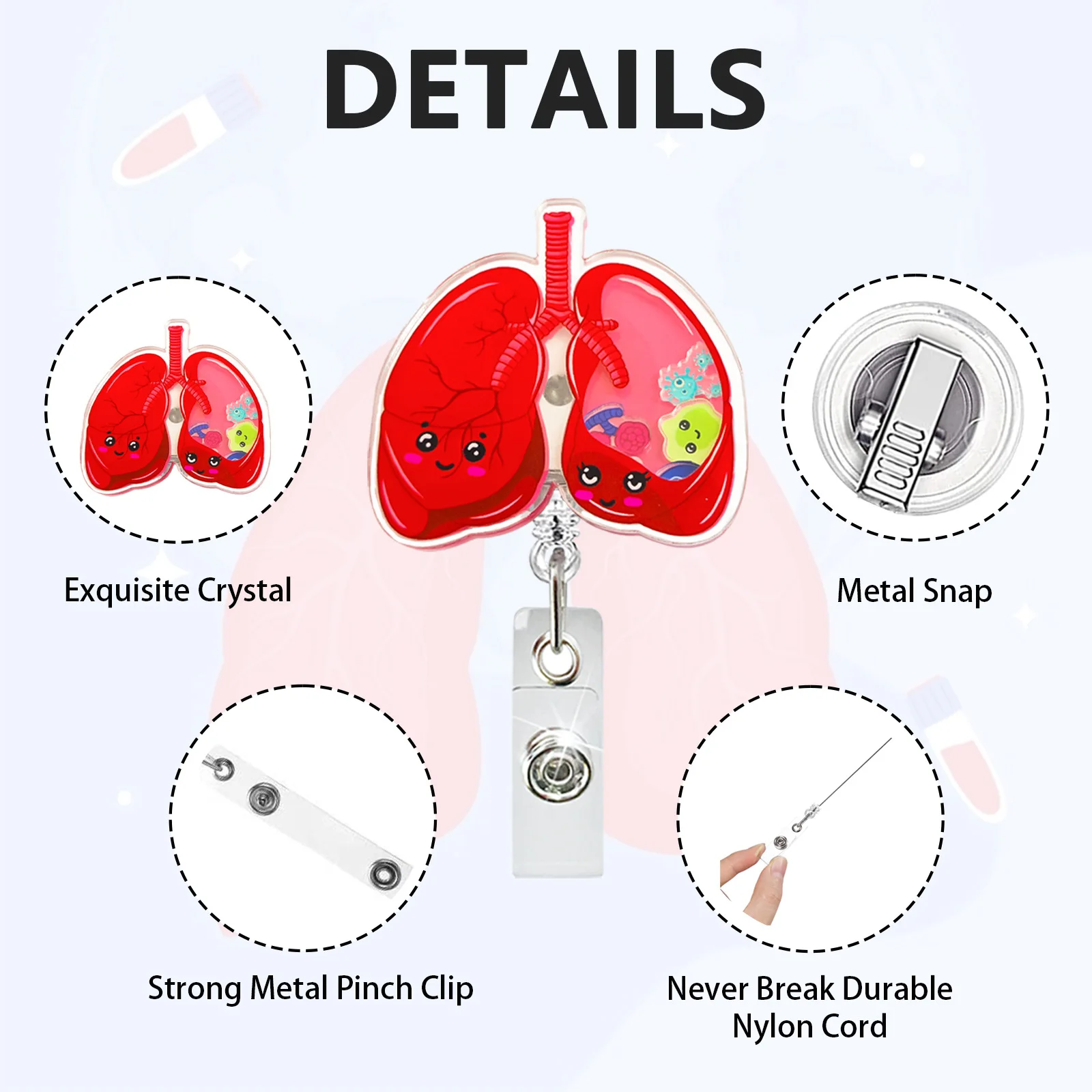 Shake-Shake Flowing Sand Acrylic Badge Holder ID Card Holder Badge Reel Gift for Nurses  Doctor Gifts